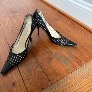 Prada Black Perforated Heels Pumps Shoes 37